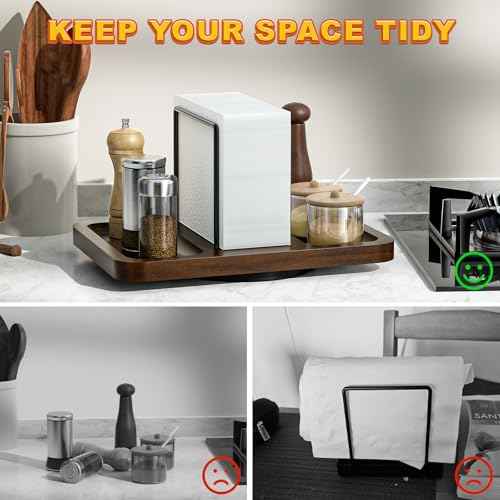 Rotating Napkin Holder for Table with Salt and Pepper Shakers Caddy