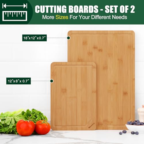 Organic Bamboo Cutting Boards Set for Kitchen Set of 2 (2 Count)