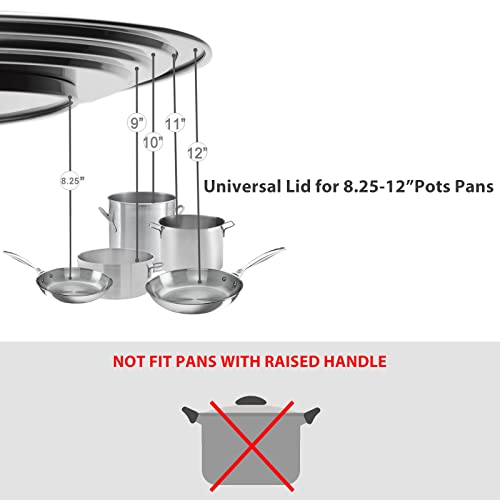 Universal Pans Pots Lid Cover Fit All 8.25 Inch to 12 Inch Pots