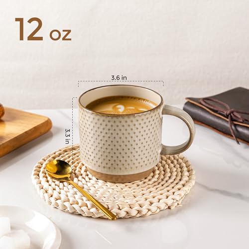 12 OZ Stackable Coffee Mugs Set of 4 (4 Count)