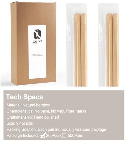200Pairs Bamboo Chopsticks Disposable