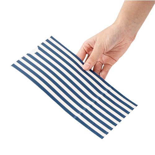 Blue And White Stripe Paper Bag (100 Count)