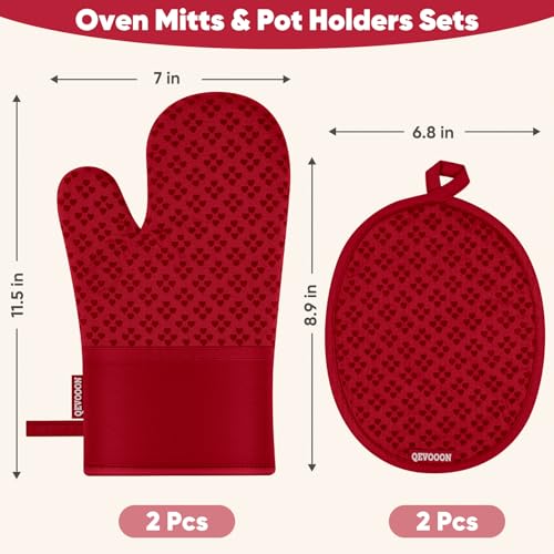 Oven Mitts and Pot Holders 4 Sets (4 Count)