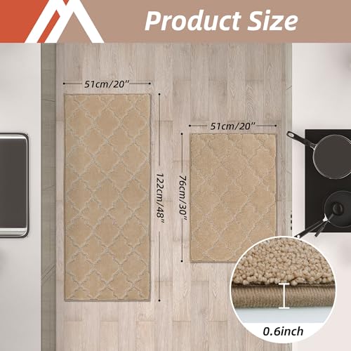 Soft Kitchen Rugs Set of 2 Non Slip 20"x30"+20"x48" (2 Count)