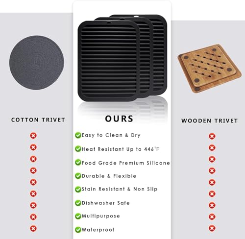 Silicone Trivets for Hot Pots and Pans (4 Count)