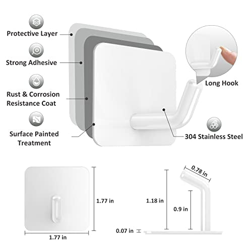 Adhesive Hooks for Shower Wall (4 Count)
