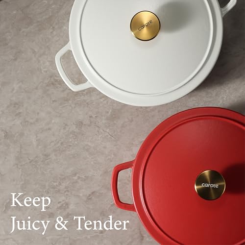 5QT Cream White Enameled Cast Iron Dutch Oven Pot with Lid