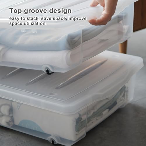 57 QT Plastic Storage Bins with Double (2 Count)