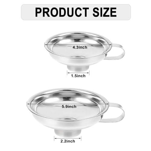 Stainless Steel Food Canning Funnels for Kitchen Use (2 Count)