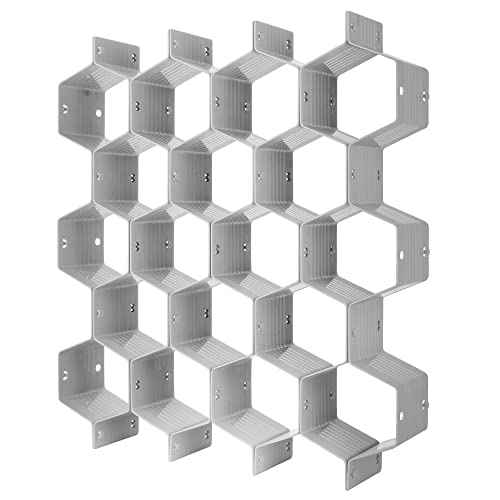 Drawer Divider Organizer Adjustable DIY Grid Honeycomb Drawer Divider for Underwear Belt Scarf Socks Gray (8 Count)