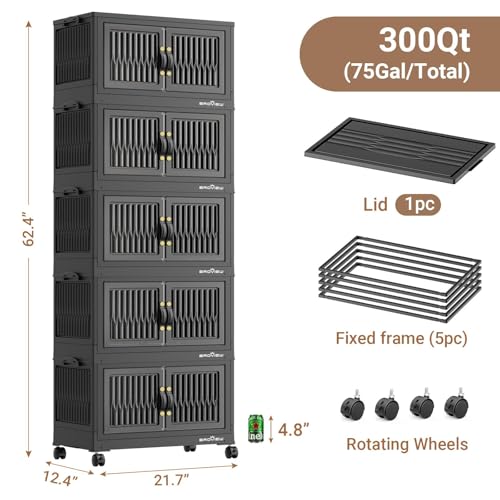 300Qt Stackable Storage Bins with Lid (5 Count)