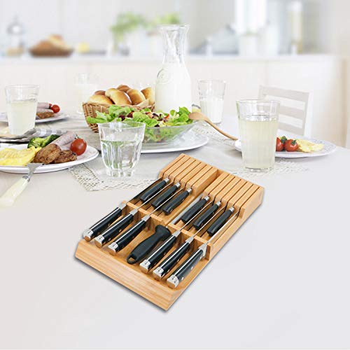 In Drawer Knife Block Bamboo Drawer Organizer