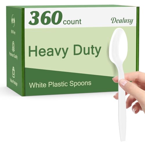 360 Count White Plastic Spoons Disposable