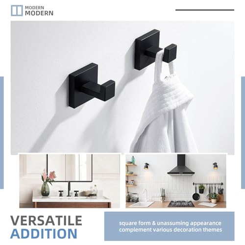 Matte Black Towel Hooks for Bathroom (2 Count)