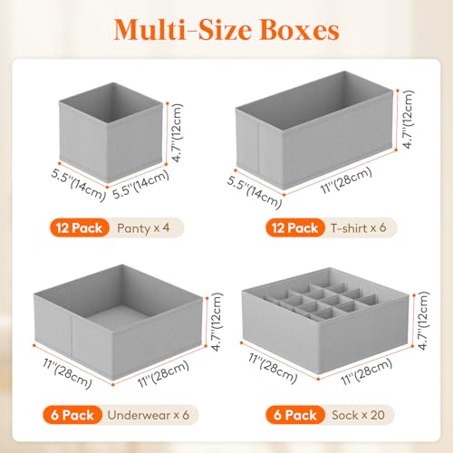 Underwear Drawer Organizer for Closet 36 Pack (36 Count)