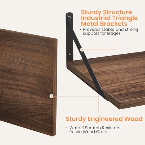 20W x 12D Deep Floating Shelves Set of 2 Walnut (2 Count)