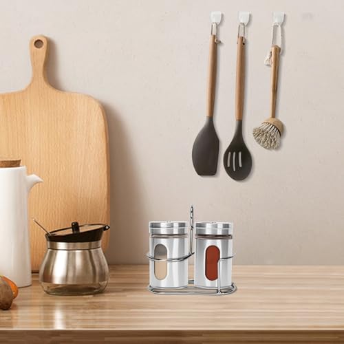 Glass Salt and Pepper Shaker Set with Seasoning Rack