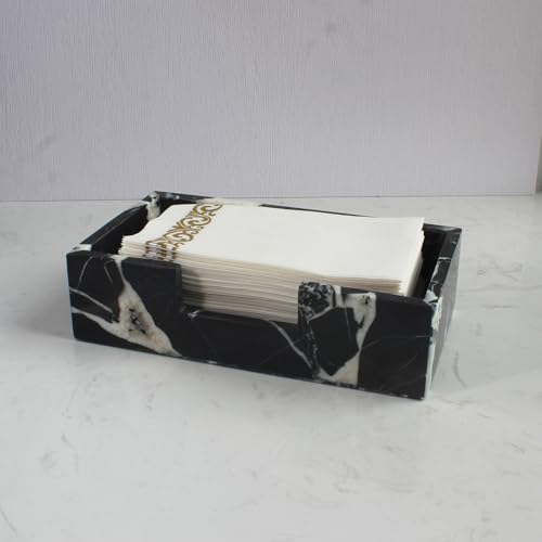 Natural Calacatta Black Marble Napkin Holder 9.8"x4.9"x2.8"