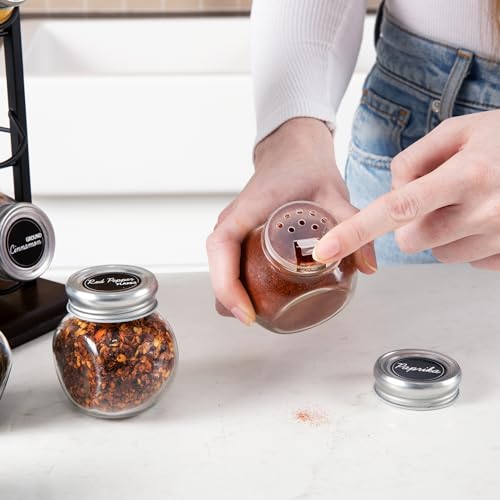 16 Jar Acacia Wood Vertical Spice Rack with Spices Included & 5