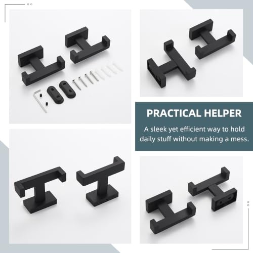 Bathroom Towel Hook Matte Black (2 Count)