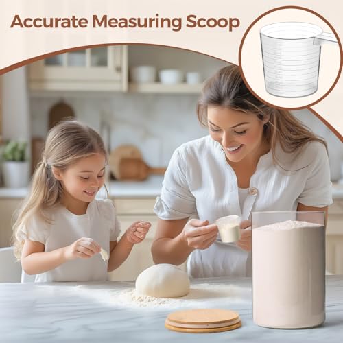 Glass Storage Jars with Bamboo Lids 1.8 Qt 2 Pack Large Round (2 Count)