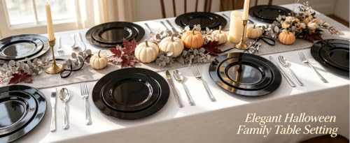 60PCS Black Plastic Plates (60 Count)