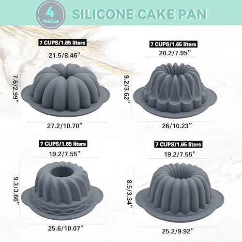 4 Pieces Silicone Fluted Tube Cake Pans