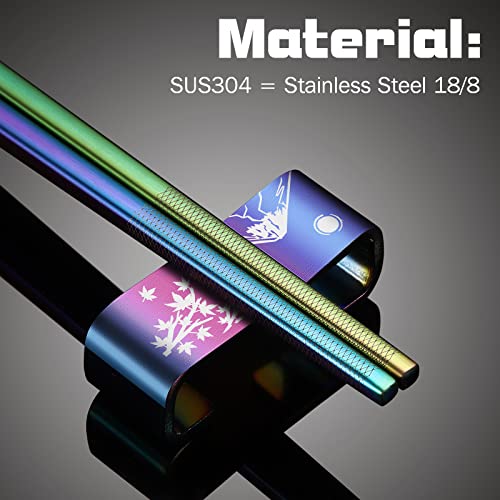 Metal Chopsticks Reusable 2 Pairs Titanium Plated 18