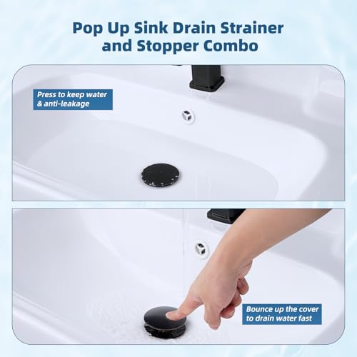 2 Pack 3 in 1 Bathroom Sink Drain Strainer (2 Count)