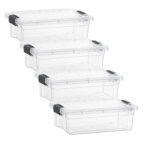Clear Storage Boxes with Lids (4 Count)
