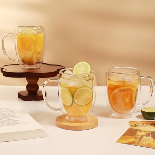 12oz Double Walled Glass Coffee Mugs (4 Count)