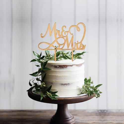 Mr & Mrs Wedding Cake Topper in Wood