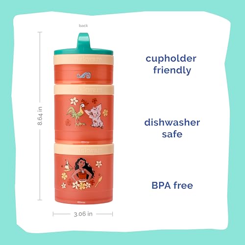 Moana) DiSNEY PRINCESS Whiskware Stackable Snack Pack - 3 Jar + Handle - Blue/Orange/Pink