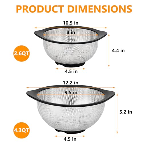 Stainless Steel Colander Set for Kitchen (2 Count)