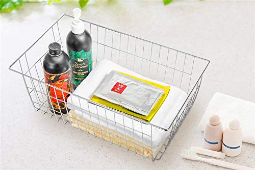 Freezer Baskets for Storage Pantry Large Metal Wire Food Storage Organizer Bin Basket with Handles (2 Count)
