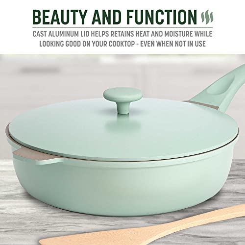 All-in-One Pan, Multilayer Nonstick Cookware Set, High-Performance Construction, Multipurpose Design Replaces Multiple Pots and Pans, Dishwasher Safe, 11-Inch, 4.4-Quart Capacity, Sage Green