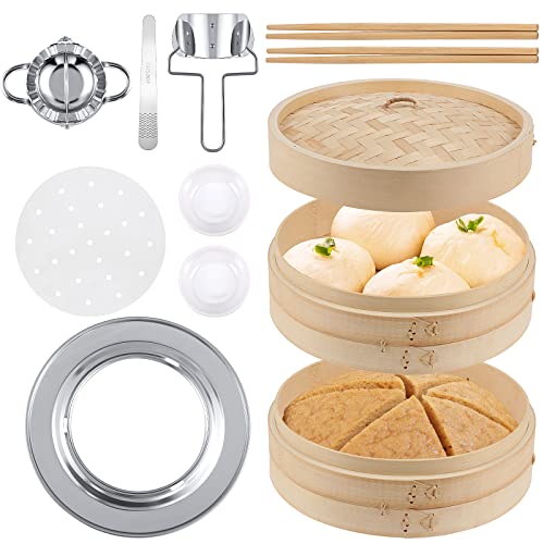 59 Pcs 2 Tier Bamboo Steamer Basket Set