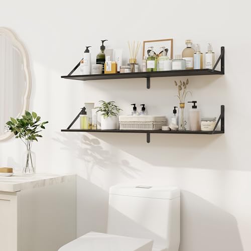 Black Deep Floating Shelves for Wall (2 Count)