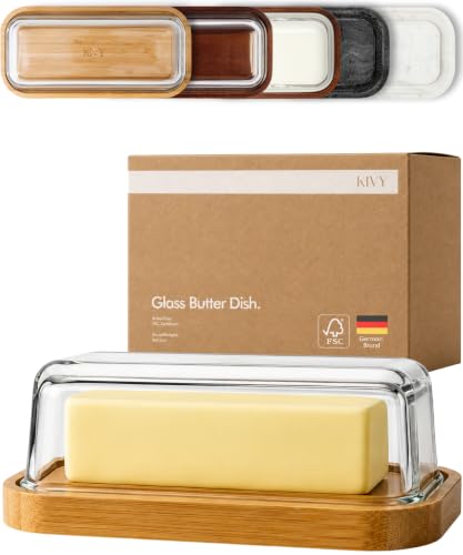 Glass butter dish with airtight lid that keeps butter soft