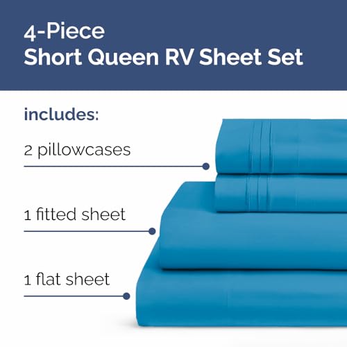 Short Queen Size 4 Piece Bed Sheet Set