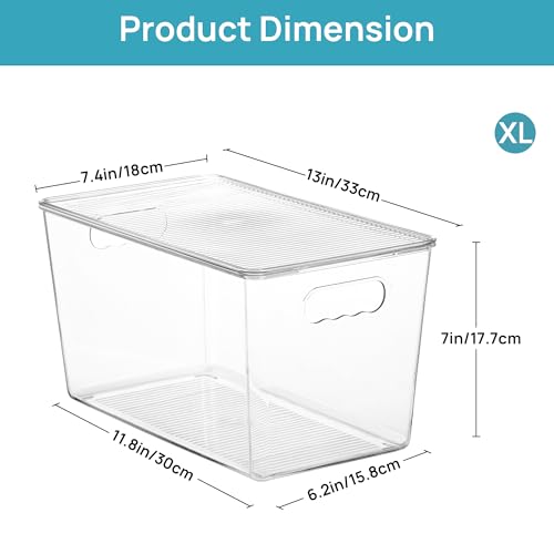 8 Pack Clear Stackable Storage Bins with Lids and Handles (8 Count)