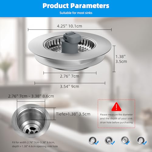 3 in 1 Kitchen Sink Drain Strainer