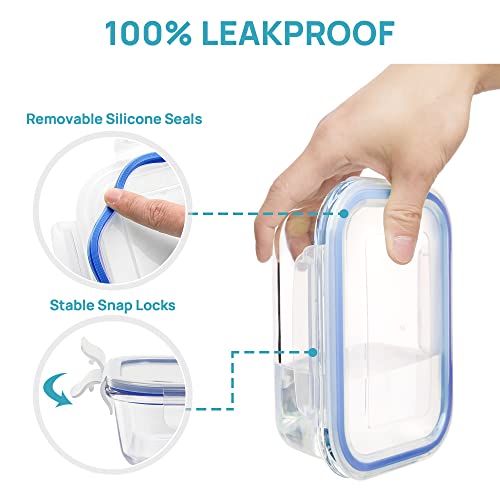 8 Pack Glass Food Storage Containers with Airtight Lids (8 Count)