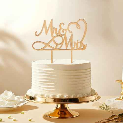 Mr & Mrs Wedding Cake Topper in Wood