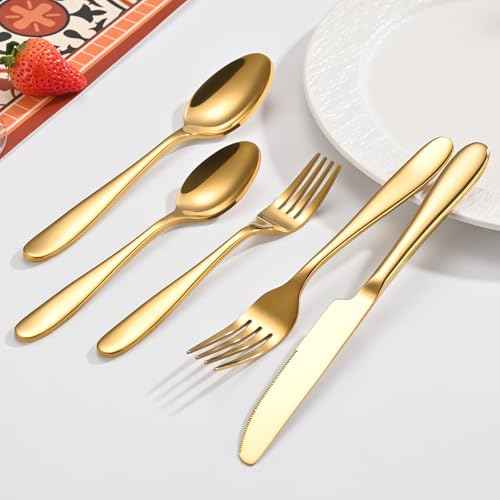 20 Piece Gold Silverware Set (20 Count)