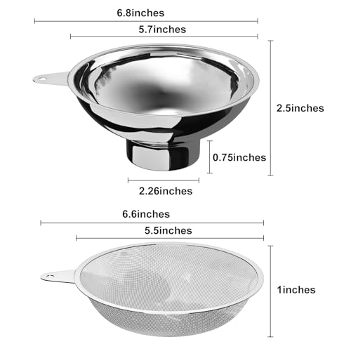 Canning Funnel with Stainless Steel Filter for Regular Mouth Mason Jars