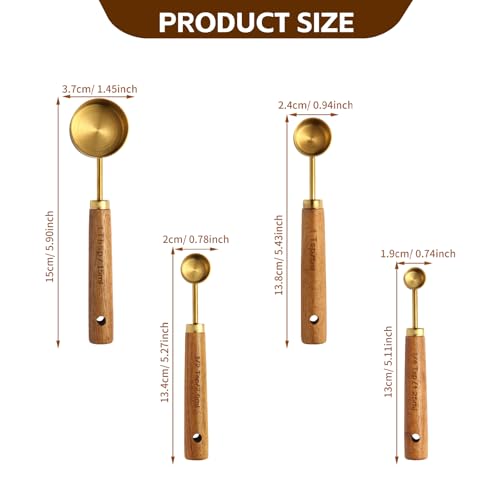 Gold Measuring Cups and Spoons Set of 4