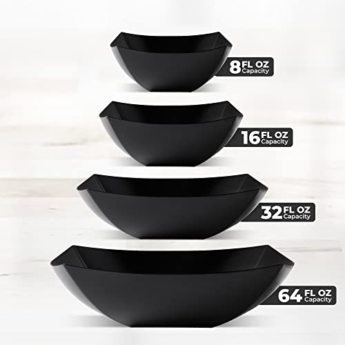 4 Pack Disposable Black Plastic Serving Bowls Square Party Candy Use 8oz (4 Count)
