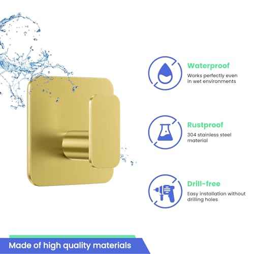 Gold Hooks for Hanging Heavy Duty (6 Count)