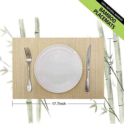 Set of 4 Pcs Bamboo Placemats Sushi Rolling Mat Japanese Style Natural Anti (4 Count)